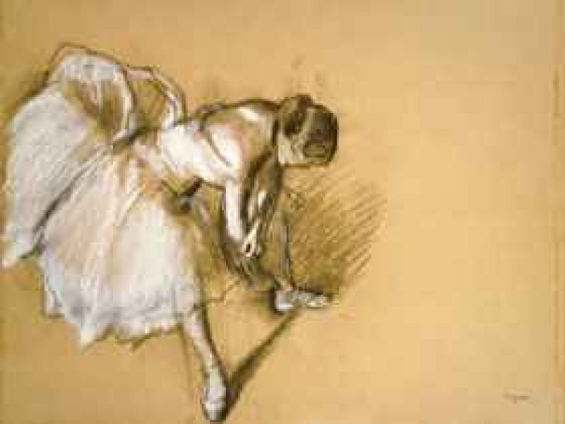 dancer readjusting her slipper by degas.jpg